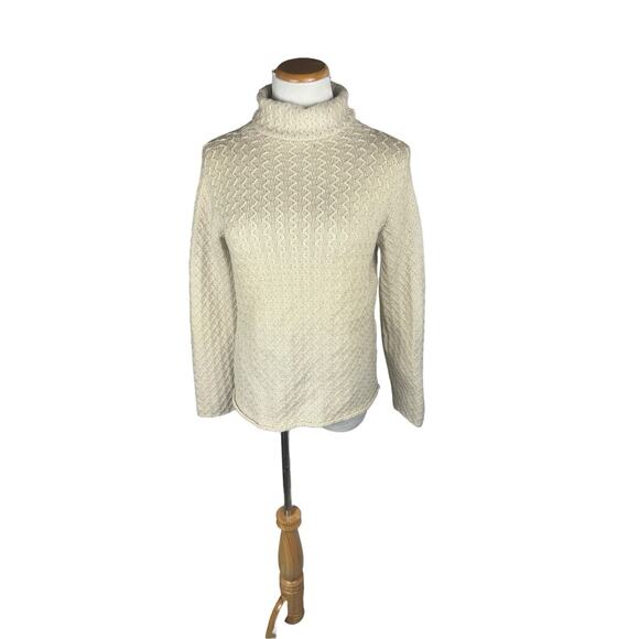 Eileen Fisher Sweaters - Eileen Fisher Italian Yard High Neck Chunky Knit‎ Sweater Small Oatmeal